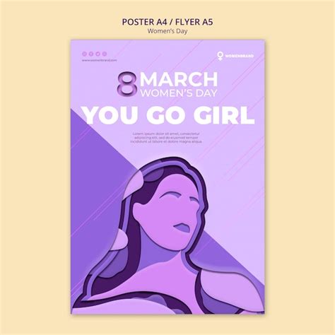 Free PSD | You go girl women's day poster template