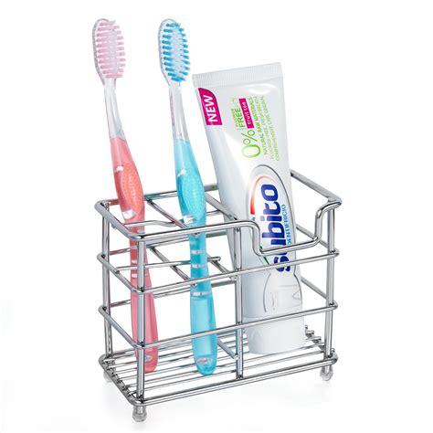 Stainless Steel Toothbrush and Toothpaste Holder for Bathroom, Sturdy and Hygienic, Drain and ...