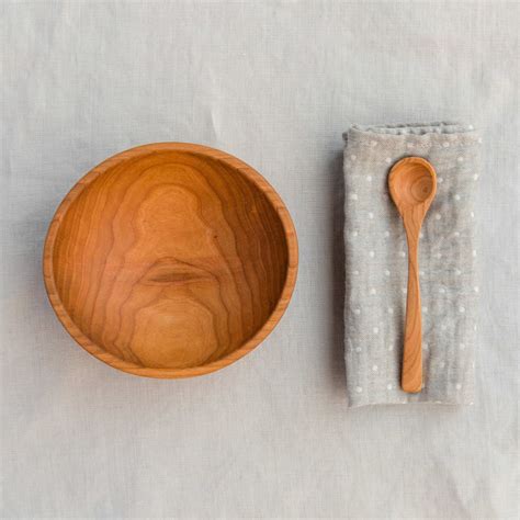 Wooden bowl and spoon and cloth napkin | Zero waste place and table ...