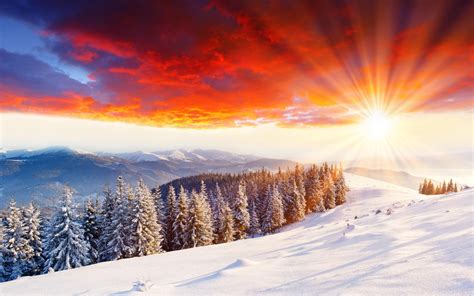 Winter Mountain Sunset Wallpapers - Top Free Winter Mountain Sunset Backgrounds - WallpaperAccess