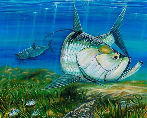 Tarpon On The Flats Painting by Steve Ozment