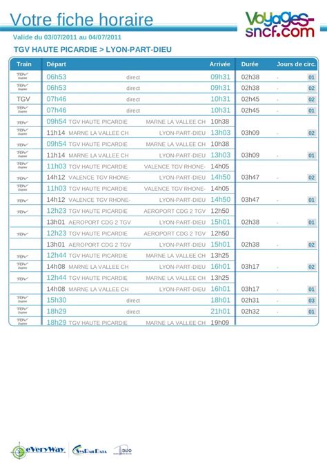 Horaires SNCF TGV Haute Picardie-Lyon par User: Super-User [root] - Fichier PDF