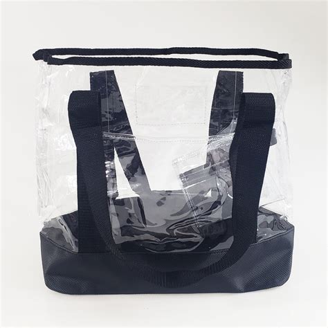 Transparent Clear Grocery Large Tote Bag with Clear Zippered Pouch