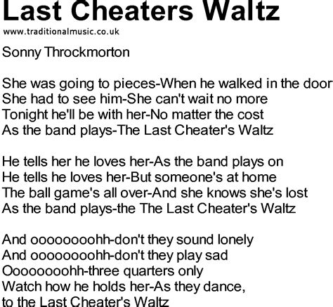 Bluegrass songs with chords - Last Cheaters Waltz