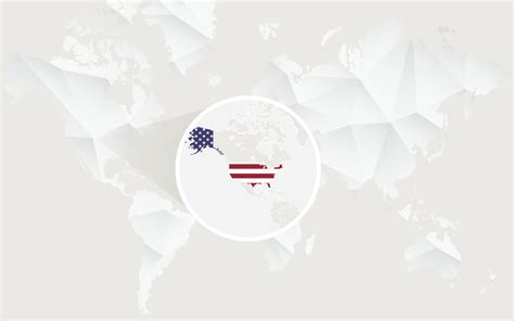 USA map with flag in contour on white polygonal World Map. 32421270 ...