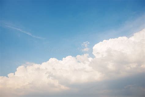 Background of the Clear Blue Cerulean Sky with Big Fluffy White Cloud upon on it Stock Image ...