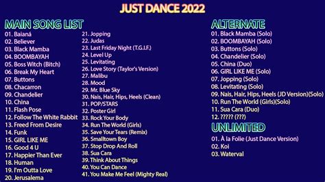 Just Dance 2022 - FULL SONG LIST - YouTube