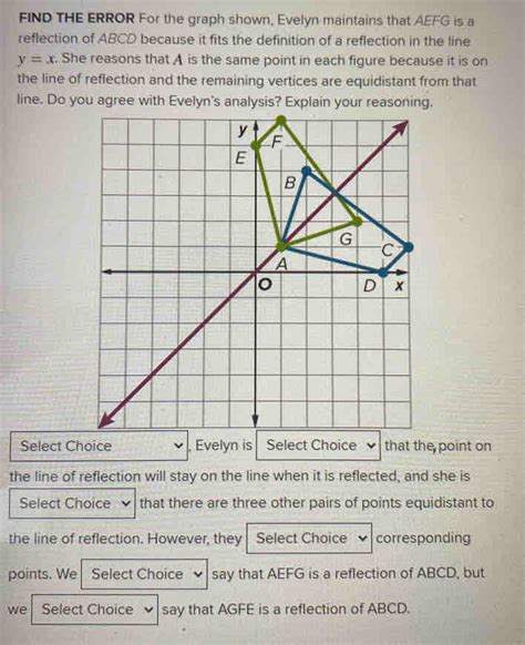 Solved: FIND THE ERROR For the graph shown, Evelyn maintains that AEFG is a reflection of ABCD ...