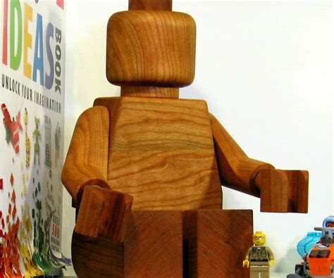 Giant Wooden LEGO Man Sculpture