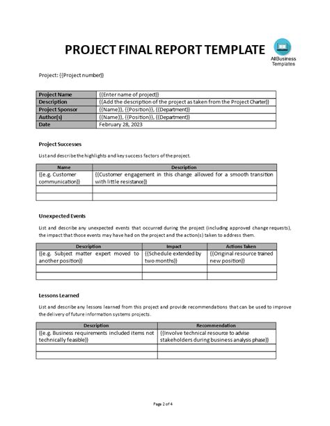 Final Project Budget Report | Templates at allbusinesstemplates.com