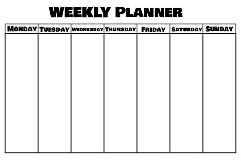 Blank weekly planner.Calendar template.Schedule for planning for the week. 7215419 Vector Art at ...