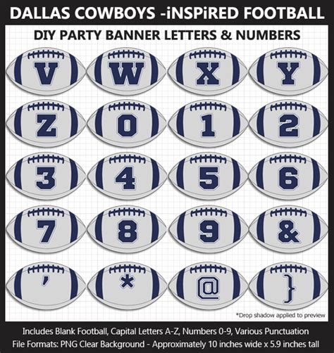 Dallas Cowboys-Inspired Football Alphabet Clipart