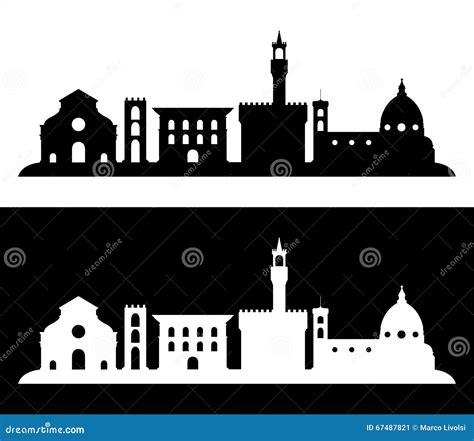 Florence Skyline Silhouette Vector Linear Style | CartoonDealer.com ...