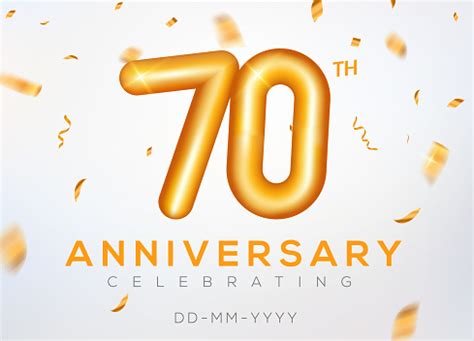 70 Year Anniversary Gold Number Celebrate Jubilee Vector Logo Background 70th Anniversary Event ...