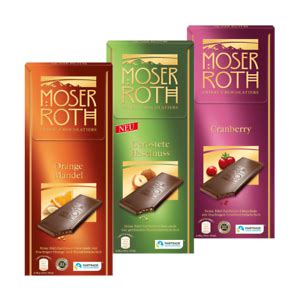 MOSER ROTH dark Chocolate 3 Different sorts, Orange Almond,Cranberry,Hazelnut | eBay