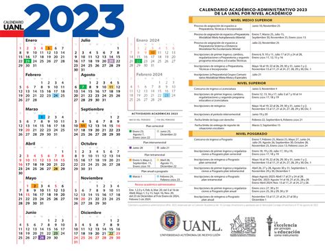 Calendario 2023 - para que sepan si van a la uanl - CALENDARIO ACADÉMICO-ADMINISTRATIVO 2023 DE ...