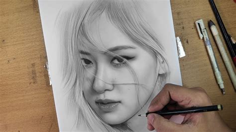 Realistic Portrait Drawing | ROSE BLACKPINK | with Graphite Pencil - YouTube