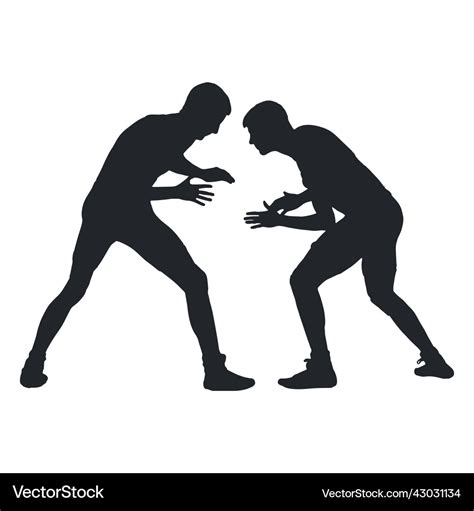 Men wrestling silhouette Royalty Free Vector Image