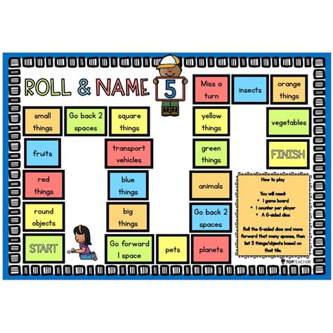 Name 5... Oral Language Board Game EDITABLE - Top Teacher