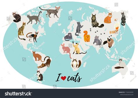 Cats Map World Vector Illustration: เวกเตอร์สต็อก (ปลอดค่าลิขสิทธิ์ ...