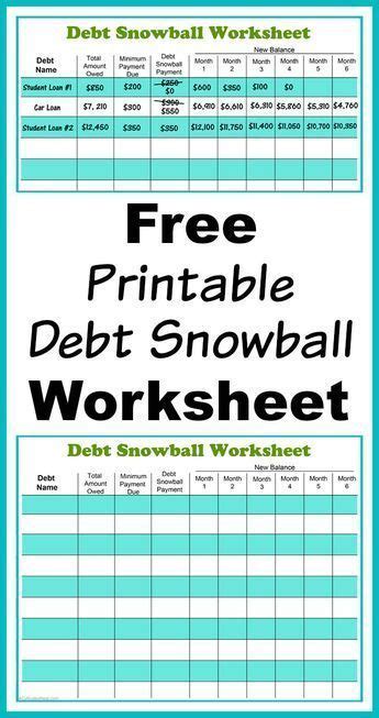 Free Printable Debt Snowball Worksheet- Pay Down Your Debt! | Debt ...