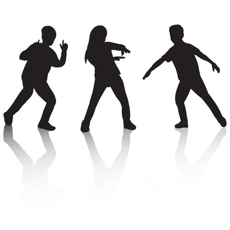 Premium Vector | Vector isolated black silhouette children dancing