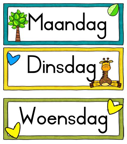 Dae van die week / Maande van die jaar - Juffrou Met Hart