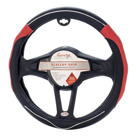 Luxury Driver Steering Wheel Cover - Scallop Grip Red | Superior Auto Extras