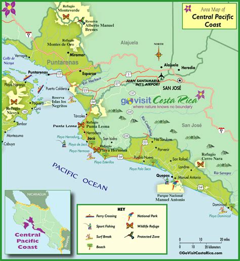 Central Pacific Coast Map, Costa Rica - Go Visit Costa Rica