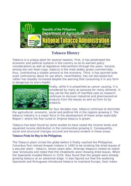 Tobacco History - About the Philippines