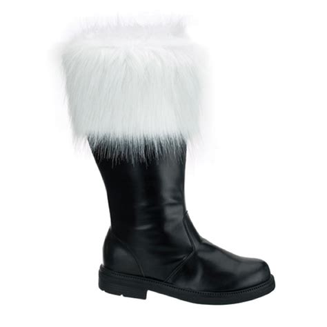 NEW Men's Santa Clause Claus BLACK Costume BOOTS with Fur 8 9 10 11 12 ...