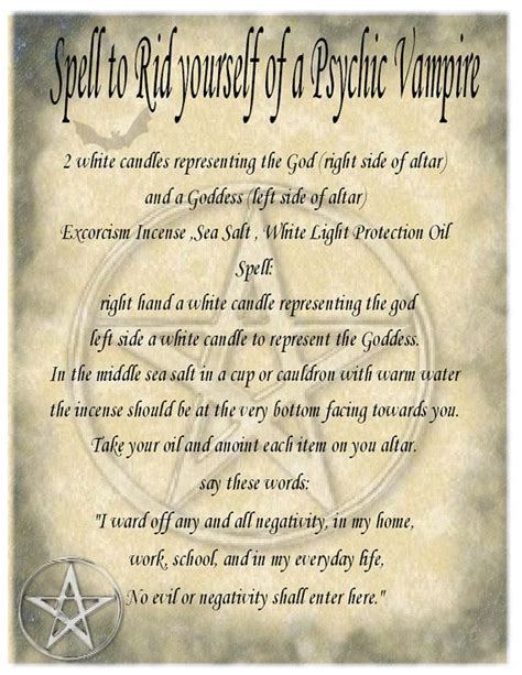 Spell To Rid Yourself of a Psychic Vampire (Printable Page) | Psychic vampire, Book of shadows ...