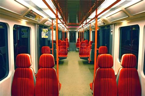 Interior of a subway train stock image. Image of handrail - 1909929