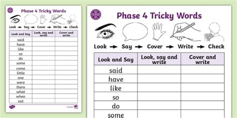 Middle East Phase 4 Tricky Words Writing Practice Worksheet