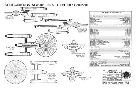 Star Trek Blueprints: Federation-Class Starship U.S.S. Federation NCC-2100/2101