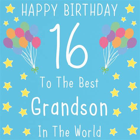 Grandson 16th Birthday Card - Happy Birthday - 16 - To The Best Grandson In The World. Card ...