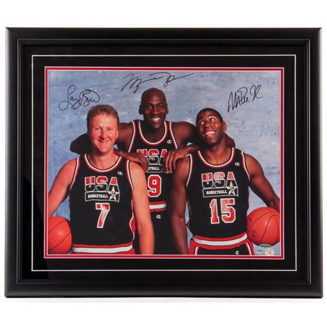 Michael Jordan, Magic Johnson & Larry Bird Signed 22.5x26.5 Custom ...