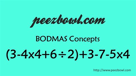 BODMAS Example 3: "(3-4x4+6÷2)+3-7-5x4" - YouTube