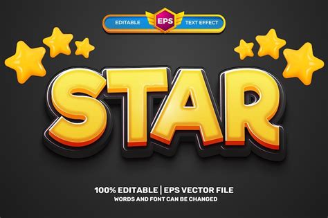 Premium Vector | Super star 3d logo template editable text effect style