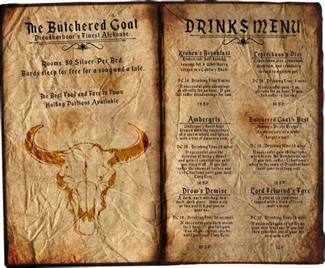 Steal my Tavern Menu :) : r/DnDBehindTheScreen