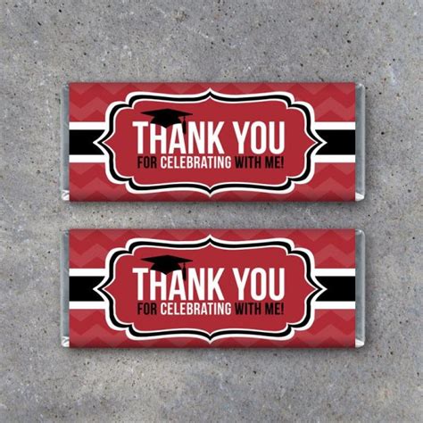 Graduation THANK YOU Candy Bar Wrapper in Red – Instant Download Printable Files – Printable ...