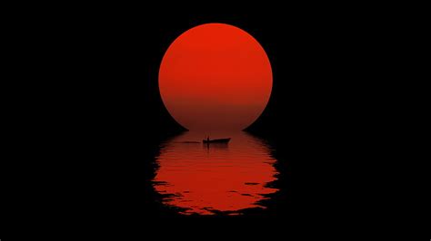 Sun , Boat, Reflection, Night, Silhouette, Dark, Black Dark, Red Sun HD ...