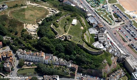 aeroengland | aerial photograph of Hastings Castle East Sussex England UK.