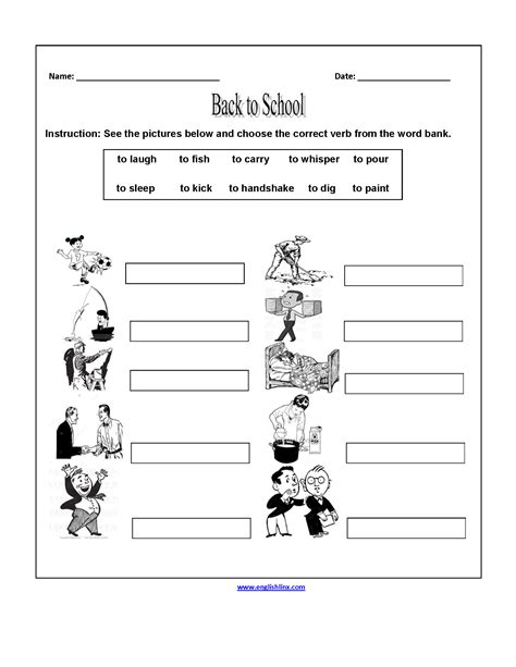 Englishlinx.com | Back to School Worksheets