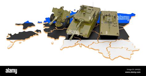 Combat vehicles on Estonian map. Military defence of Estonia concept ...