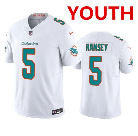 Youth Miami Dolphins #5 Jalen Ramsey White 2023 F.U.S.E Vapor Limited Stitched Football Jersey ...