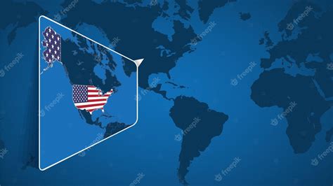 Premium Vector | Location of usa on the world map with enlarged map of ...