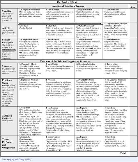 Braden Q Scale Pressure Ulcer Risk Assessment | Images and Photos finder