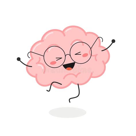 Happy Cartoon Nerd Brain Jumping for Joy Stock Vector - Illustration of genius, caricature ...