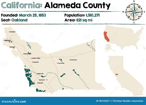 California: Alameda County Map Vector Illustration | CartoonDealer.com ...